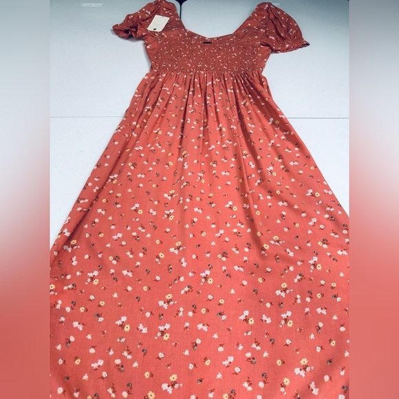 NWT Billabong Fell For You Floral Midi MilkMaid Sweetheart Dress Terracotta - Picture 12 of 15